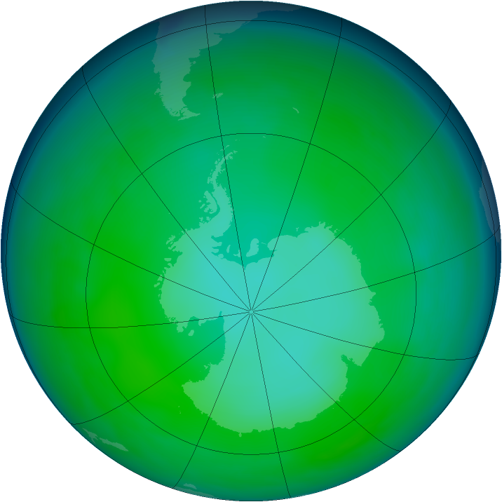 Antarctic ozone map for June 2008